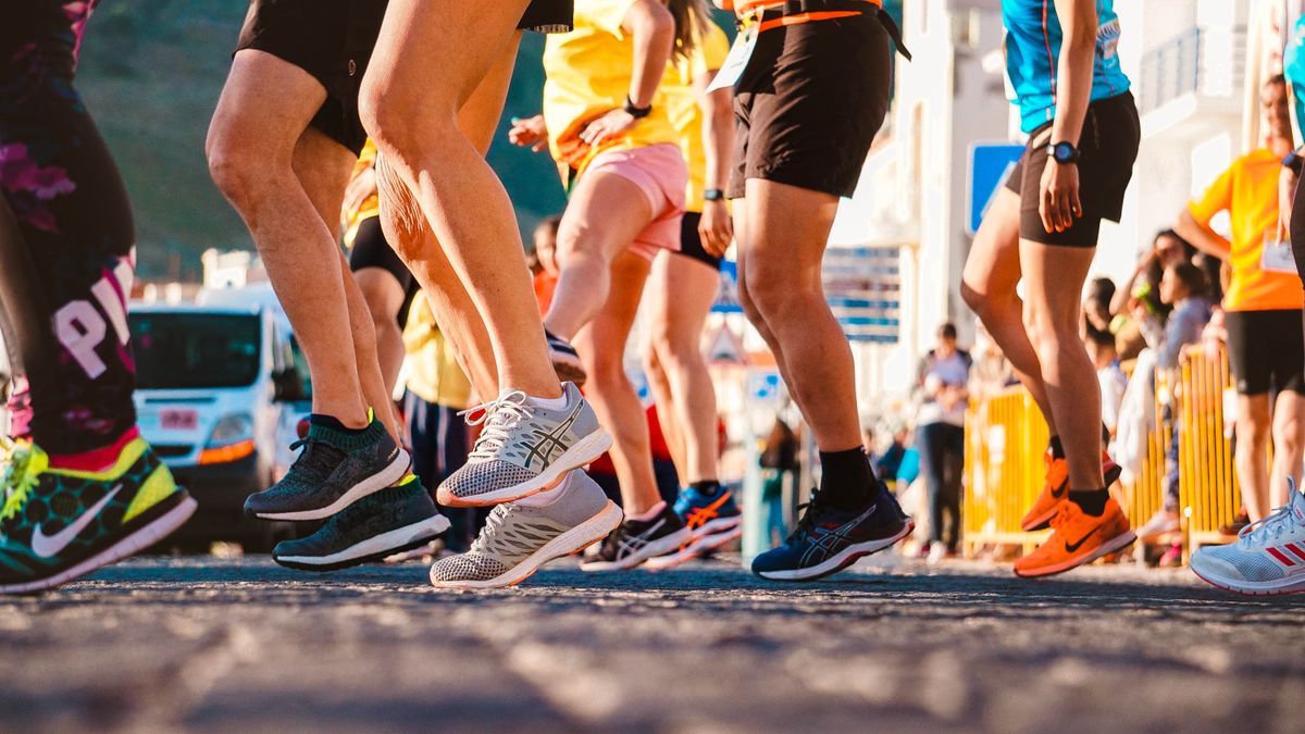 Runners training at an easy conversational pace.